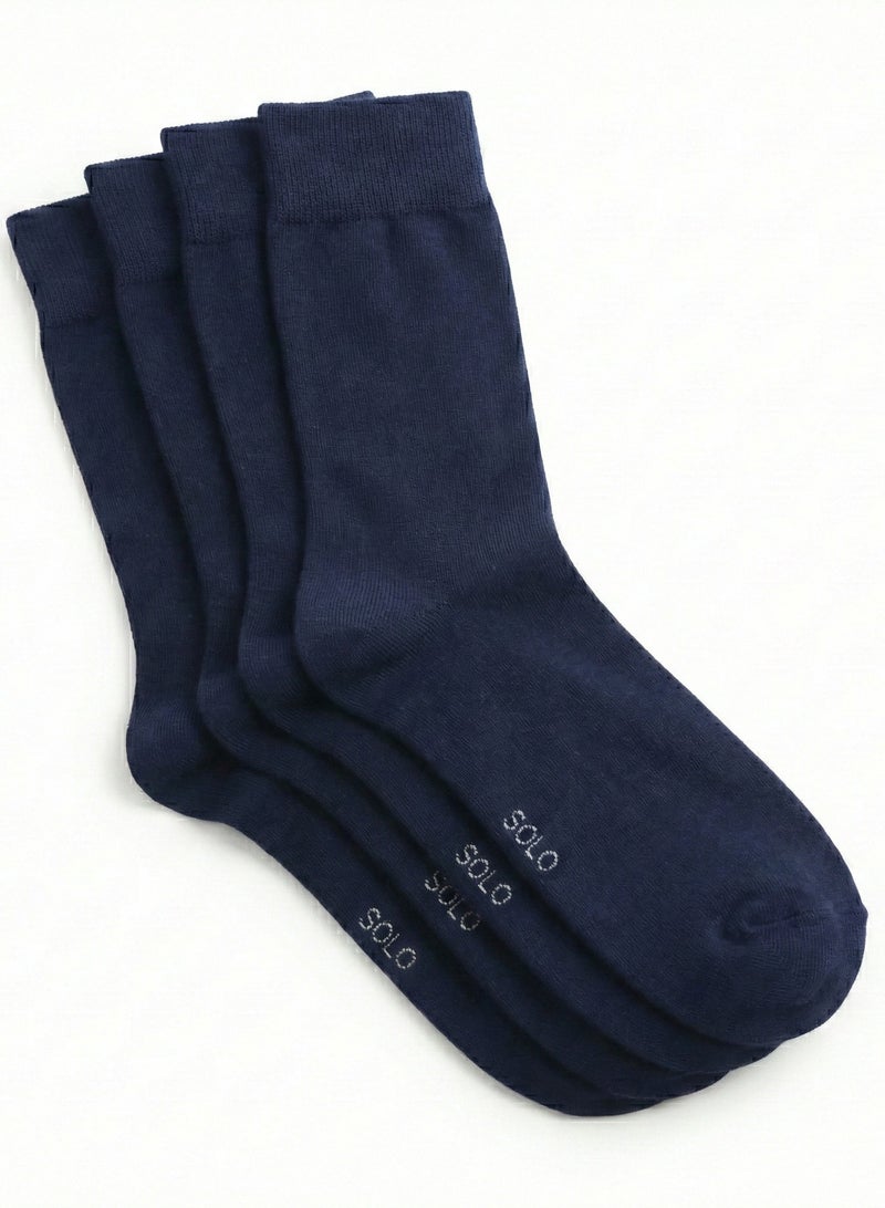 Solo Pack of 4 Medical Diabetic Cotton Socks -Navy Blue - Image 1